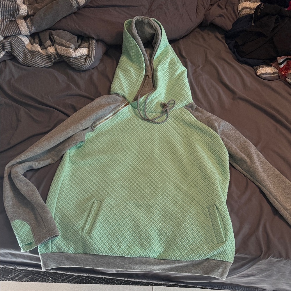 Mint Green and Gray Women's Hoodie